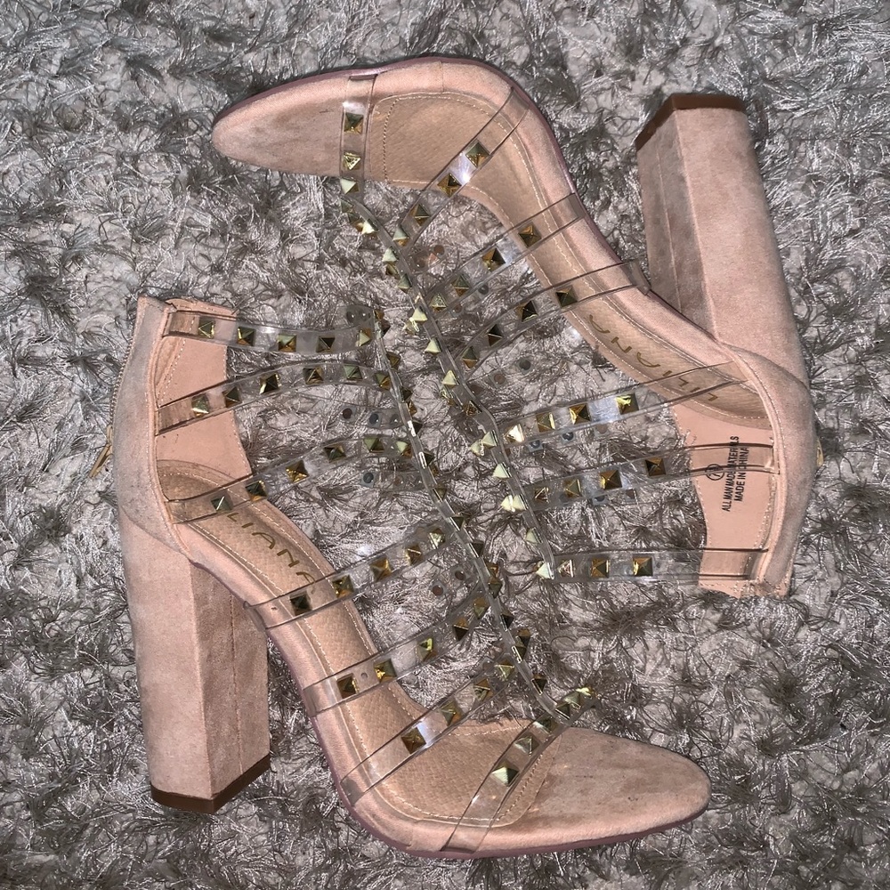 Blocked studded heels